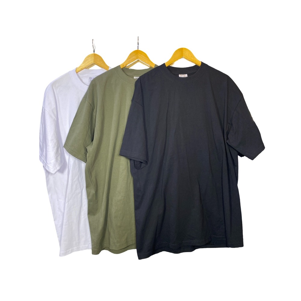 Shaka Wear Super Max Heavyweight T-Shirt 3 Pack 2XL Tall Black White Olive Green